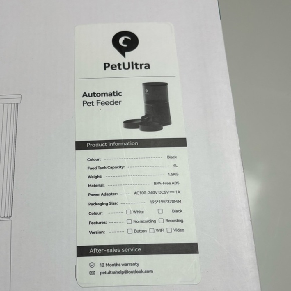 Pet Ultra DU4LB-KY Pet Dry Food Dispenser